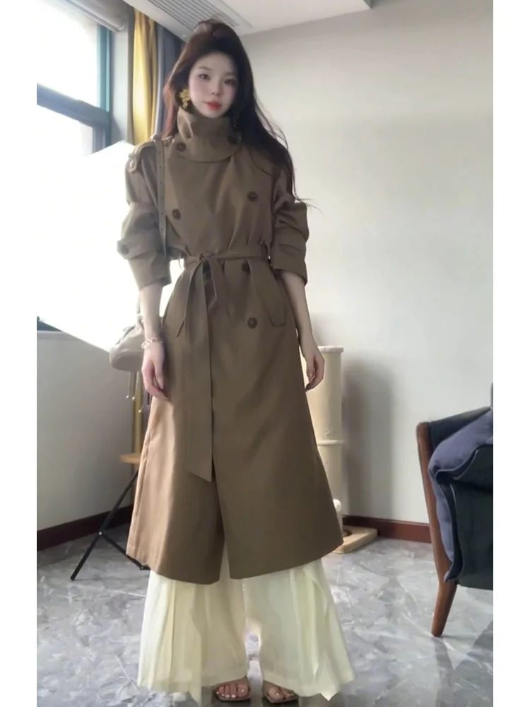 Strive Elegant Double-Row Button Stand-Collar Windbreaker Women's Vintage Spring Coat with Belt Large Size Fashionable Outerwear
Strive Elegant Double-Row Button Stand-Collar Windbreaker Women's Vintage Spring Coat with Belt Large Size Fashionable Outerwear