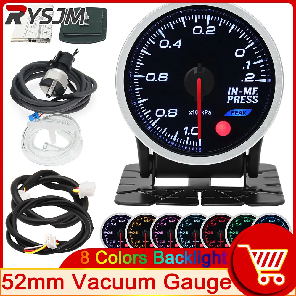 8 Colors Backlight Vacuum Gauge 52mm -100-200 KPa IN-MF. Press Guage High Speed Stepper Motor With Sensor Car Vacuum Meter For 1
8 Colors Backlight Vacuum Gauge 52mm -100-200 KPa IN-MF. Press Guage High Speed Stepper Motor With Sensor Car Vacuum Meter For 1