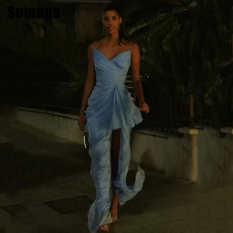 Sumnus Modern Mermaid Prom Dress Sky Blue Sleeveless Pleats High/Low Party Dresses Floor-Length Evening Dress 2025 Customized
Sumnus Modern Mermaid Prom Dress Sky Blue Sleeveless Pleats High/Low Party Dresses Floor-Length Evening Dress 2025 Customized