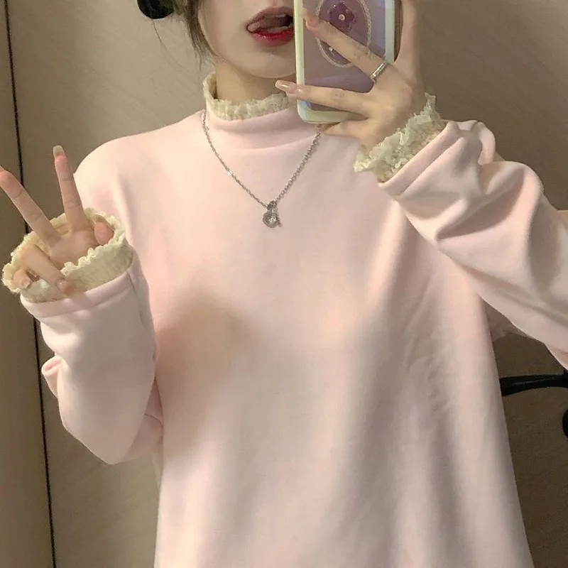 Biyaby Pink Kawaii Sweater Women Autumn Winter New Korean Lace Collar Pullovers Female Casual Solid Loose Long Sleeve Pullover
Biyaby Pink Kawaii Sweater Women Autumn Winter New Korean Lace Collar Pullovers Female Casual Solid Loose Long Sleeve Pullover