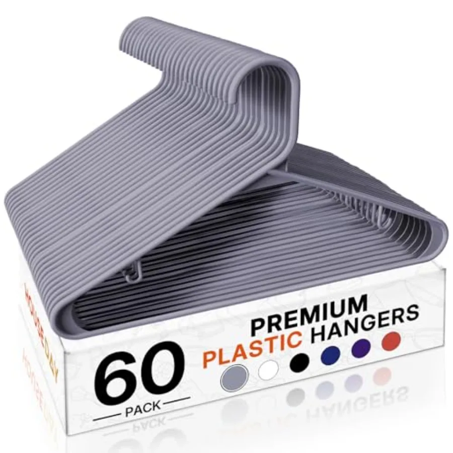 Grey Plastic Hangers, Non-Slip Plastic Hanger with Dual Hooks - Slim Space Saving 1/4" Thin Closet Organizers for Coats, Shirts
Grey Plastic Hangers, Non-Slip Plastic Hanger with Dual Hooks - Slim Space Saving 1/4" Thin Closet Organizers for Coats, Shirts