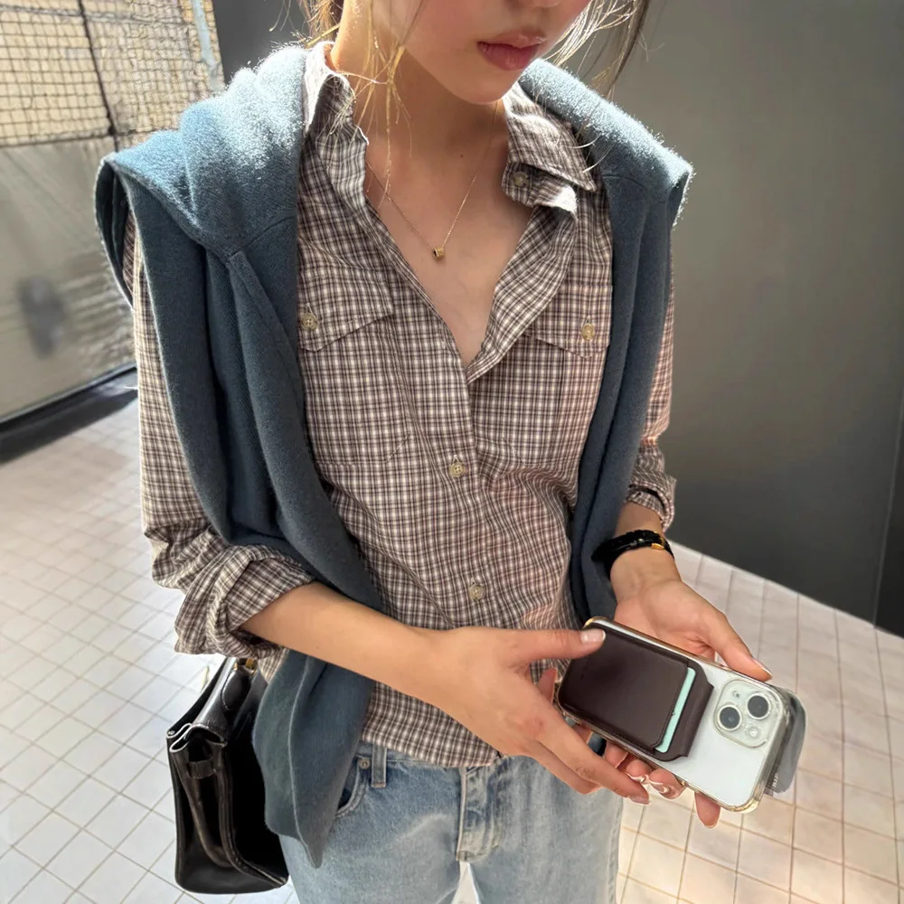 Plaid Pocket Button Shirt Women's Long Sleeve Turn-down Collar Autumn Single Button Cotton Striped Non-stretch Easy Care
Plaid Pocket Button Shirt Women's Long Sleeve Turn-down Collar Autumn Single Button Cotton Striped Non-stretch Easy Care