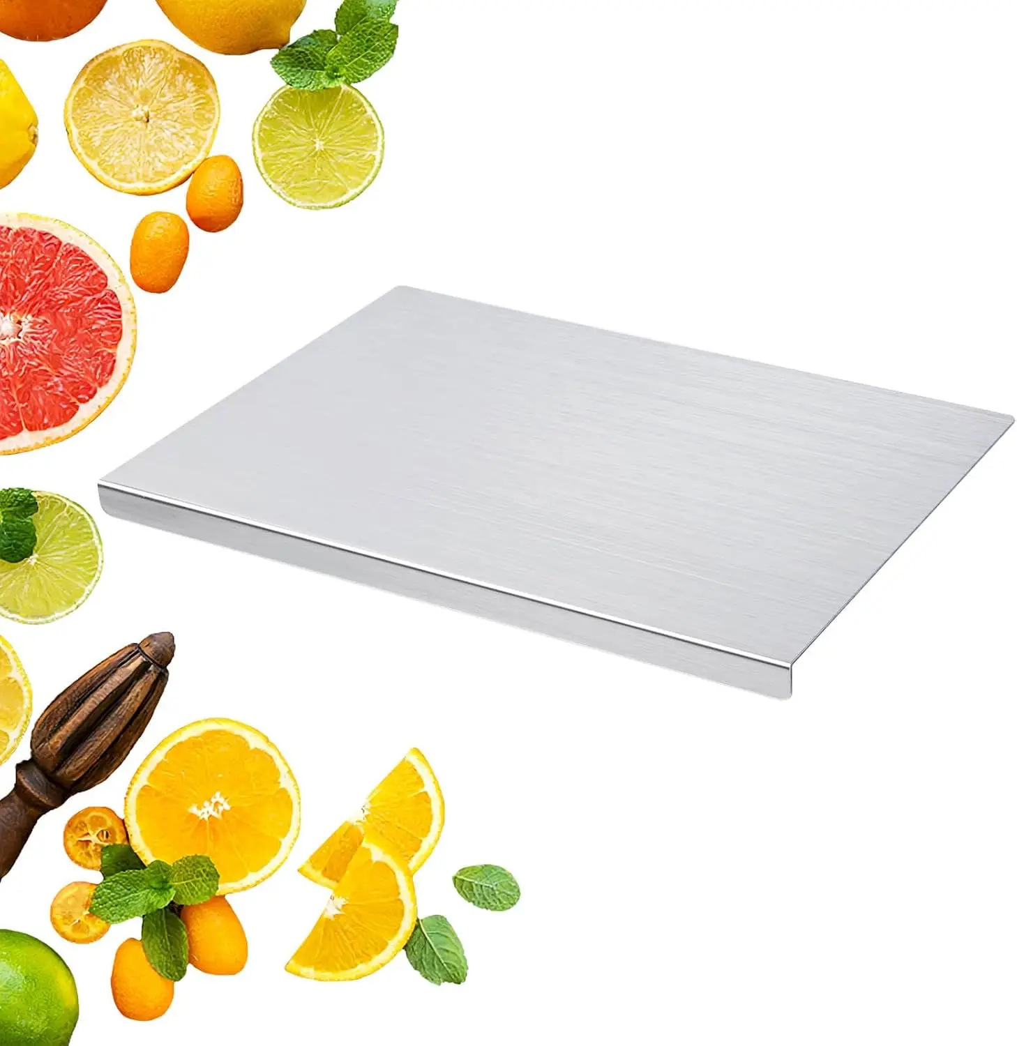 304 Stainless Steel Cutting Board, 23.6"x15.7" L-Shaped with Anti-Slip Mat for Meat, Fruits, Veggies, Dough
304 Stainless Steel Cutting Board, 23.6"x15.7" L-Shaped with Anti-Slip Mat for Meat, Fruits, Veggies, Dough