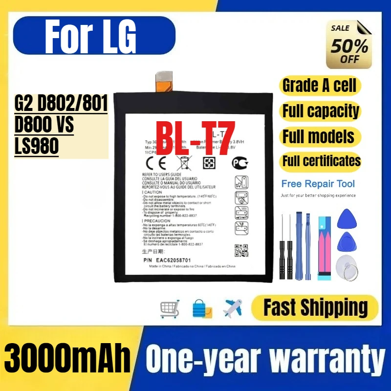 Аккумулятор BL-T7 для мобильного телефона LG G2 D802/801/D800 VS/LS980, высококачественный, большой емкости, сменный, класс А
Аккумулятор BL-T7 для мобильного телефона LG G2 D802/801/D800 VS/LS980, высококачественный, большой емкости, сменный, класс А