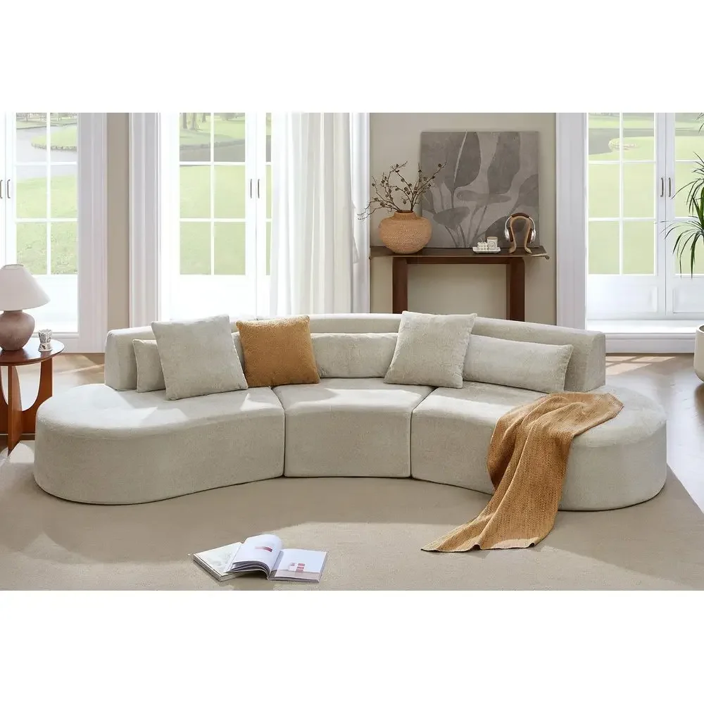 Curved Sectional Sofa with Lumbar Pillows, Modular Cloud Boneless Couch with 2 Throw Pillows, Oversized Modern Comfy Chenille S
Curved Sectional Sofa with Lumbar Pillows, Modular Cloud Boneless Couch with 2 Throw Pillows, Oversized Modern Comfy Chenille S