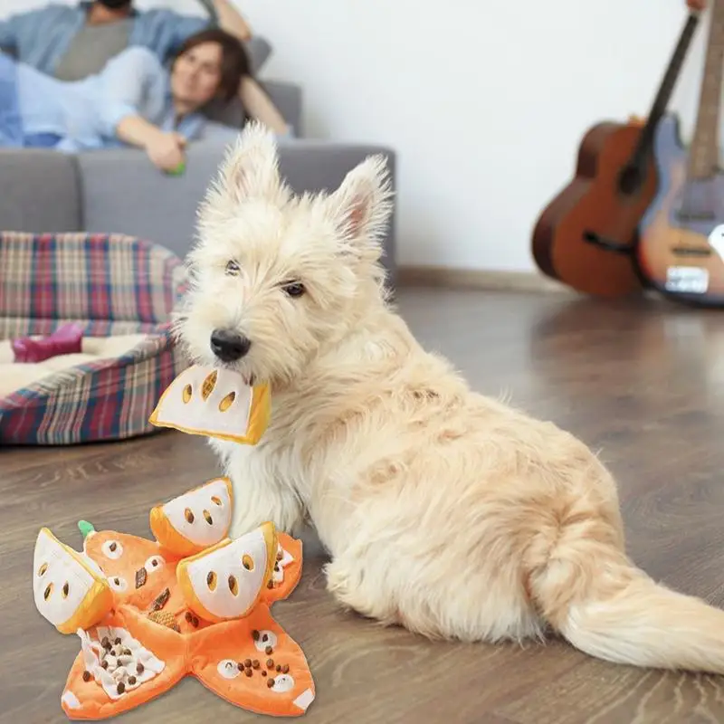 Dog Sniffing Toys Orange Educational Food Hiding Play Toys Plush Interactive Squeaky Feeder Puzzle With Crumpled Paper For Large
Dog Sniffing Toys Orange Educational Food Hiding Play Toys Plush Interactive Squeaky Feeder Puzzle With Crumpled Paper For Large