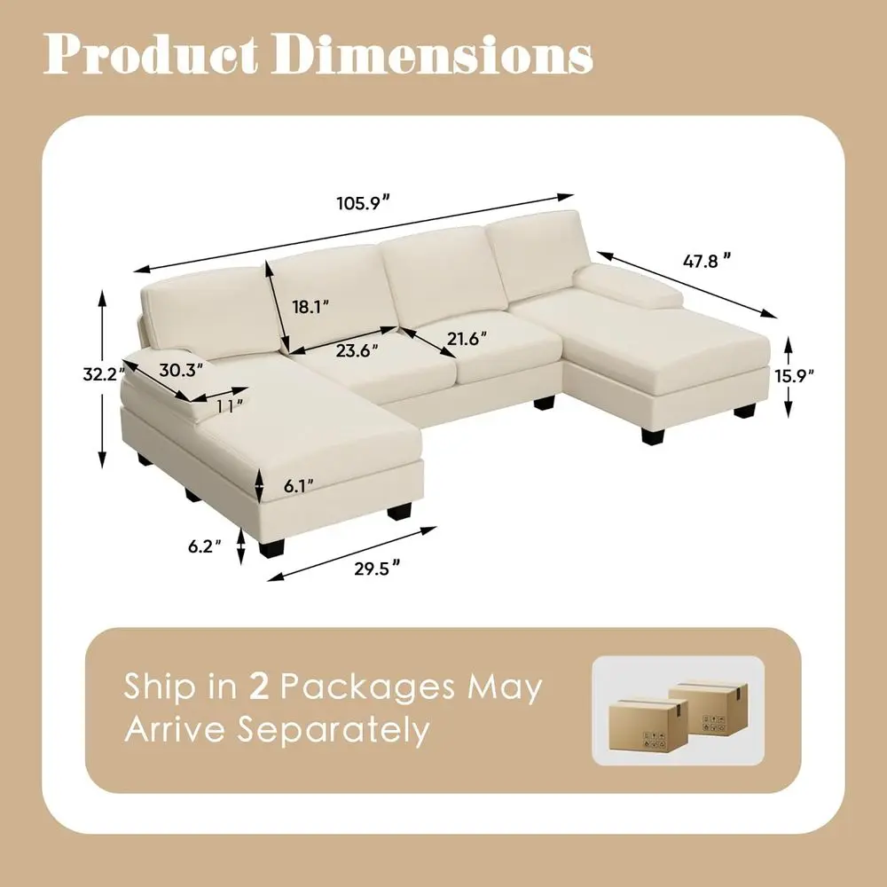 Convertible Sectional Sofa Couch, 4 Seat Sofa Set for Living Room UShaped Modern Fabric Modular Sofa Sleeper with Double Chaise
Convertible Sectional Sofa Couch, 4 Seat Sofa Set for Living Room UShaped Modern Fabric Modular Sofa Sleeper with Double Chaise