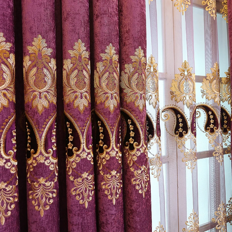 high-grade European luxury shading velvet purple Embroider jacquard livingroom window chenille curtain tule M1288
high-grade European luxury shading velvet purple Embroider jacquard livingroom window chenille curtain tule M1288