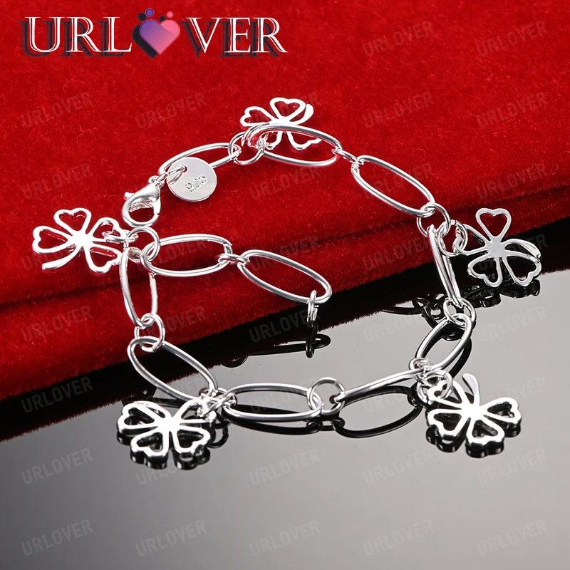 Four Leaf Clover Pendant 925 Sterling Silver Bracelet Women Party Engagement Wedding Gift Fashion Fine Jewelry Accessories
Four Leaf Clover Pendant 925 Sterling Silver Bracelet Women Party Engagement Wedding Gift Fashion Fine Jewelry Accessories