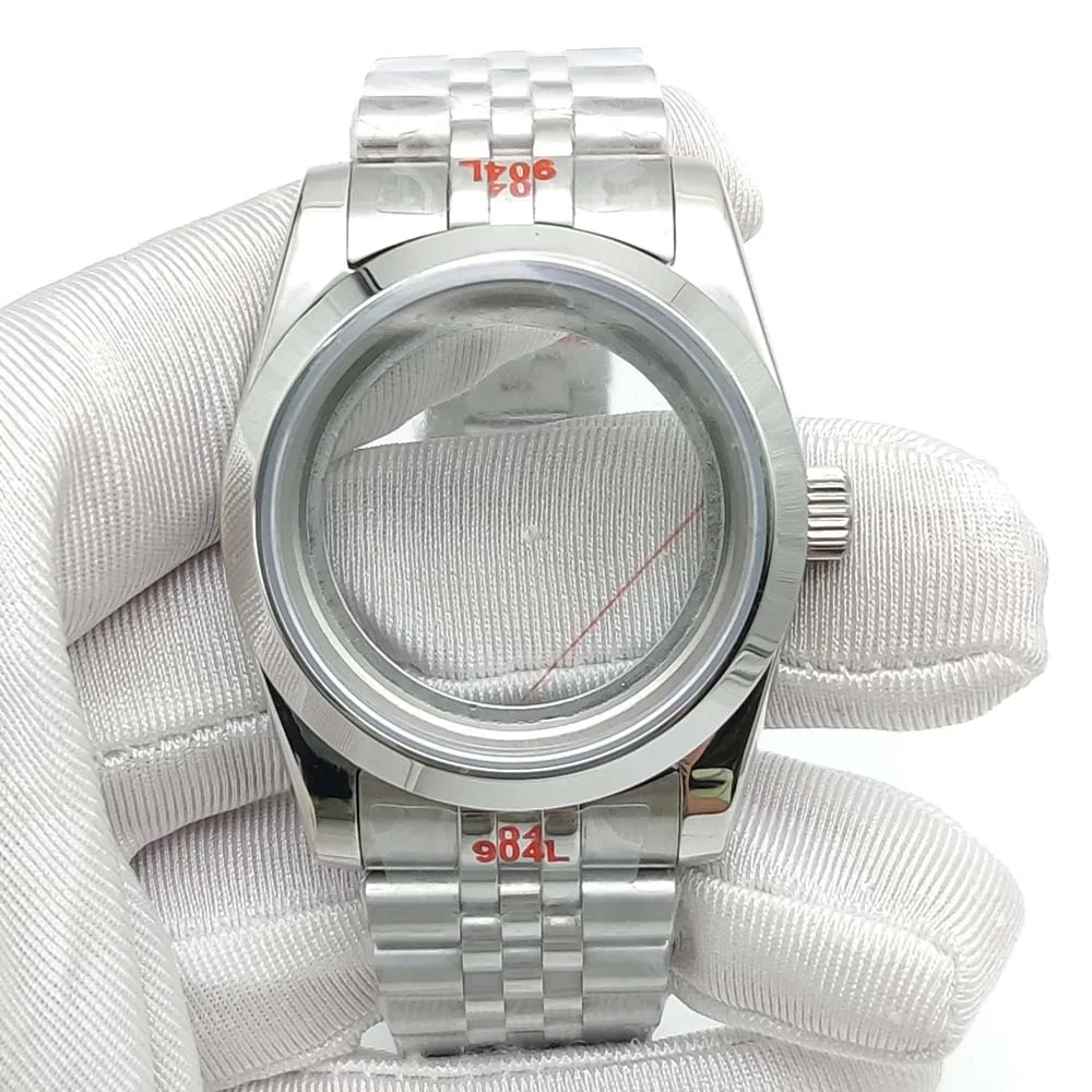 Men's watch case for NH35, sapphire glass, transparent back, stainless steel water-resistant bracelet, 36 mm round case
Men's watch case for NH35, sapphire glass, transparent back, stainless steel water-resistant bracelet, 36 mm round case