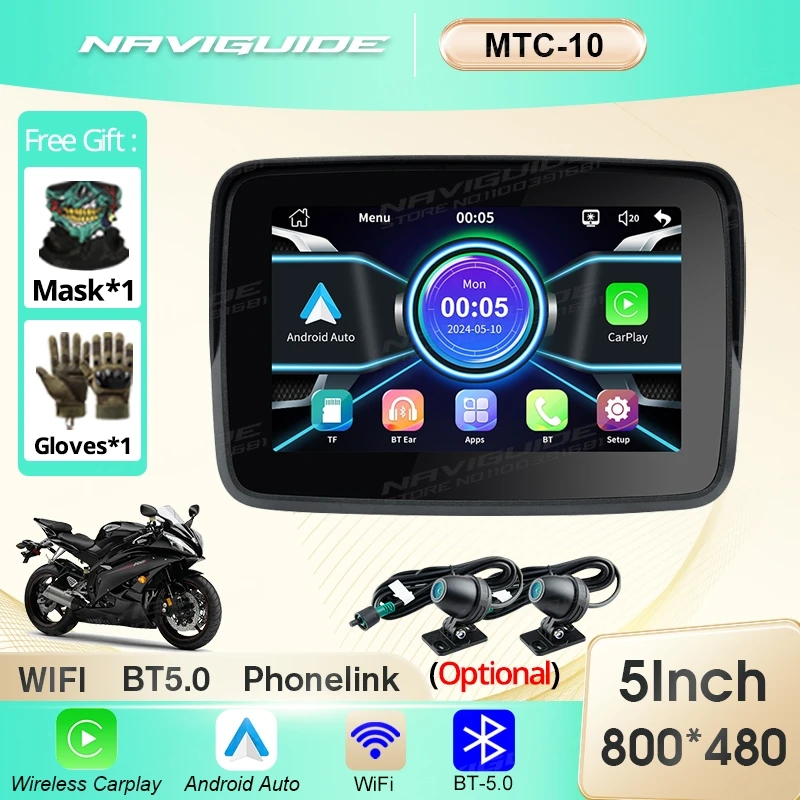NAVIGUIDE MTC-10 5inch 800*480P Wireless Carplay Display Screen Motorcycle Android Auto Motorcycle Navigation Monitor
NAVIGUIDE MTC-10 5inch 800*480P Wireless Carplay Display Screen Motorcycle Android Auto Motorcycle Navigation Monitor