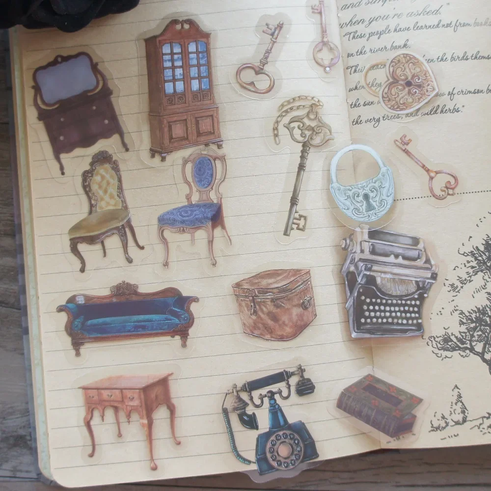 38pcs Antique Street Lamp Furniture Key Music Box Style Sticker Scrapbooking DIY Gift Decoration Tag 
38pcs Antique Street Lamp Furniture Key Music Box Style Sticker Scrapbooking DIY Gift Decoration Tag