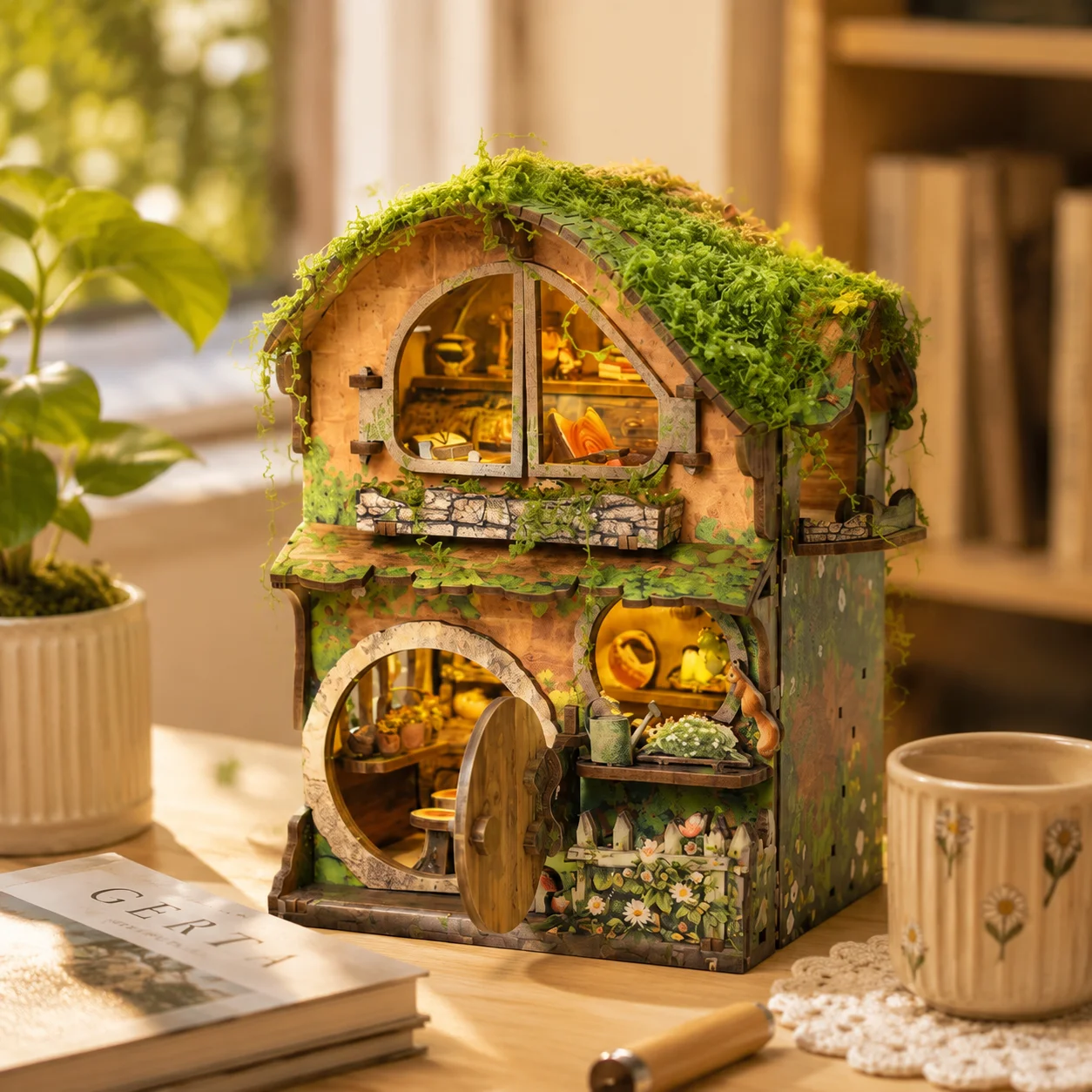 3D Bookend Model DIY Miniature Wooden Cottage With Green Ivy Assembly Kit Stress Relief Handmade Home Desk Decoration Gift
3D Bookend Model DIY Miniature Wooden Cottage With Green Ivy Assembly Kit Stress Relief Handmade Home Desk Decoration Gift