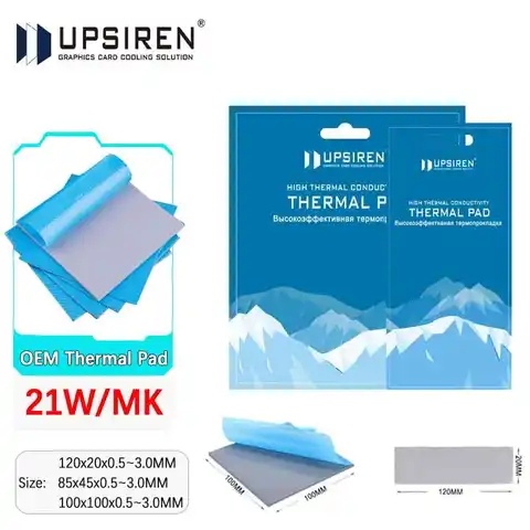 Upsiren 21 W/mk 0.75/1.25/1.75 มม.GPU CPU ฮีทซิงค์ Cooling Conductive ซิลิโคน Pad คุณภาพสูงเดิมแท้แผ่นความร้อน