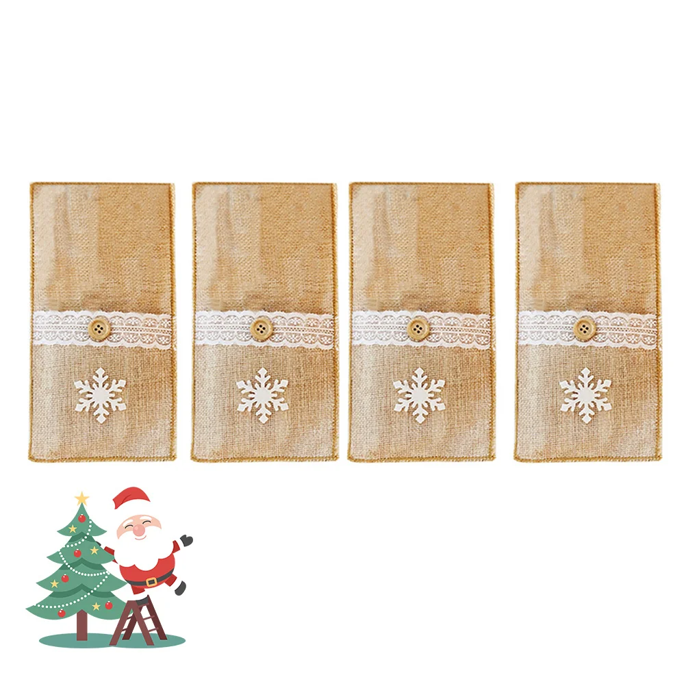 4Pcs Christmas Linen Cutlery Bags Eco Friendly Fabric Silverware Holder Pouch Tableware Holder for Xmas Dinner Party Favor
4Pcs Christmas Linen Cutlery Bags Eco Friendly Fabric Silverware Holder Pouch Tableware Holder for Xmas Dinner Party Favor