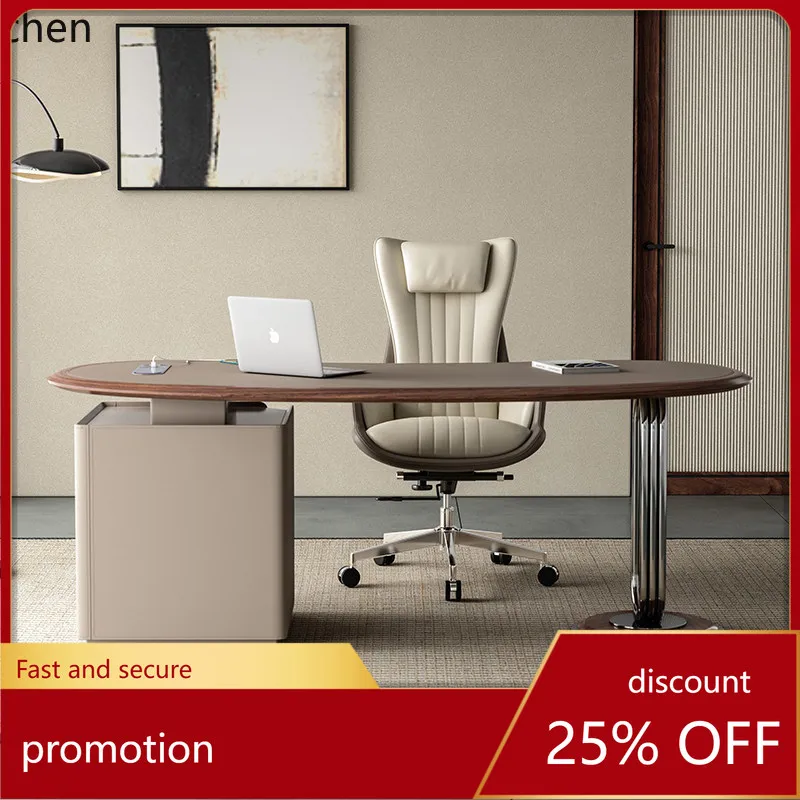 Рабочий стол в ретро-стиле CZ из кожи и массива дерева, итальянский минималистичный дизайн, для дома и офиса, большой компьютерный стол двойного назначения
Рабочий стол в ретро-стиле CZ из кожи и массива дерева, итальянский минималистичный дизайн, для дома и офиса, большой компьютерный стол двойного назначения