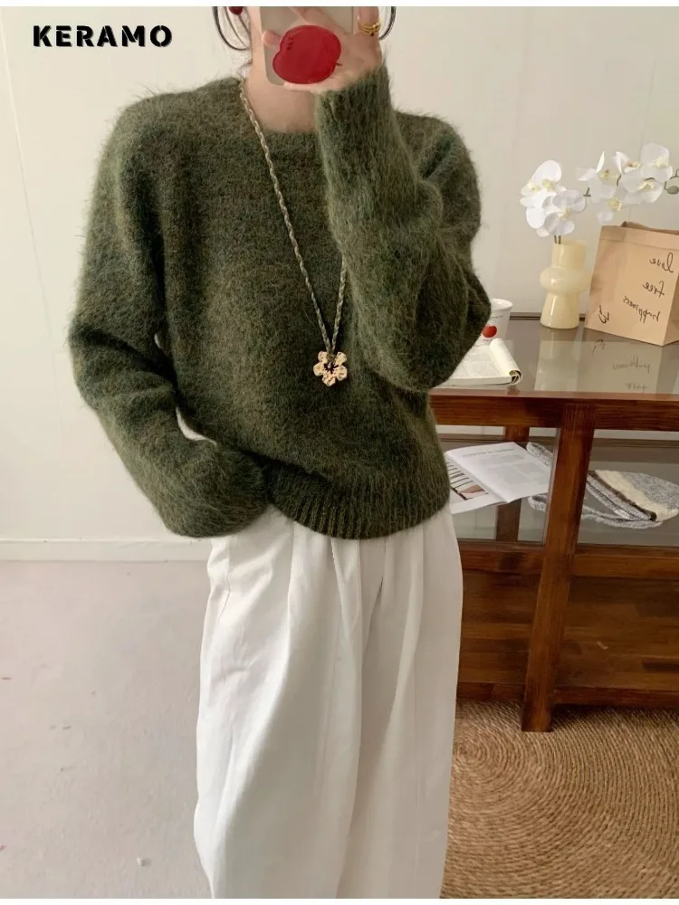 Women Vintage Solid Green Knitting Jumpers 2025 Winter Casual Long Sleeve Pullovers Fashion Round Neck Loose Female Sweater Top
Women Vintage Solid Green Knitting Jumpers 2025 Winter Casual Long Sleeve Pullovers Fashion Round Neck Loose Female Sweater Top
