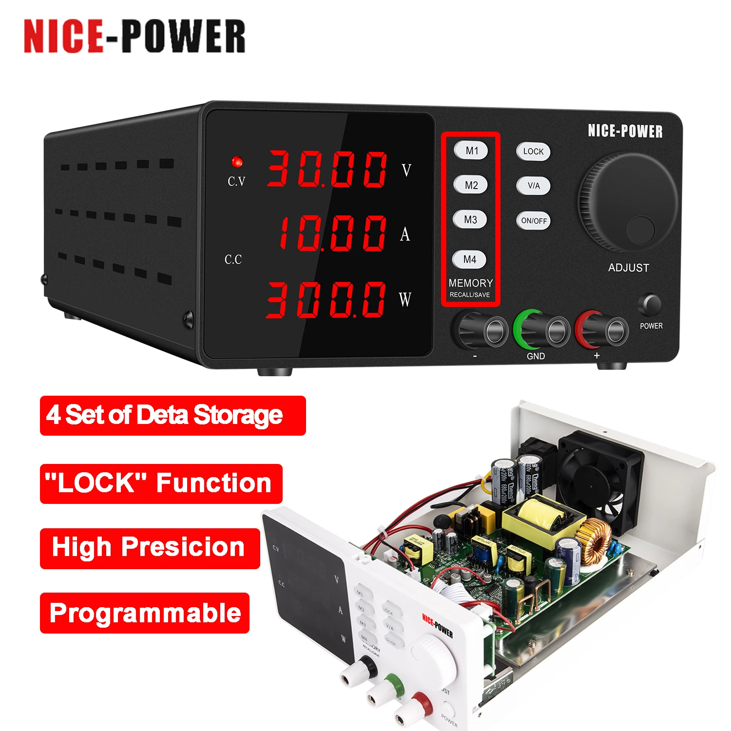 Memory Function Bench Source Programmable Precision Adjustable Digital Dc Power Supply 30V 10A Lab Stabilizer Voltage Regulator
Memory Function Bench Source Programmable Precision Adjustable Digital Dc Power Supply 30V 10A Lab Stabilizer Voltage Regulator