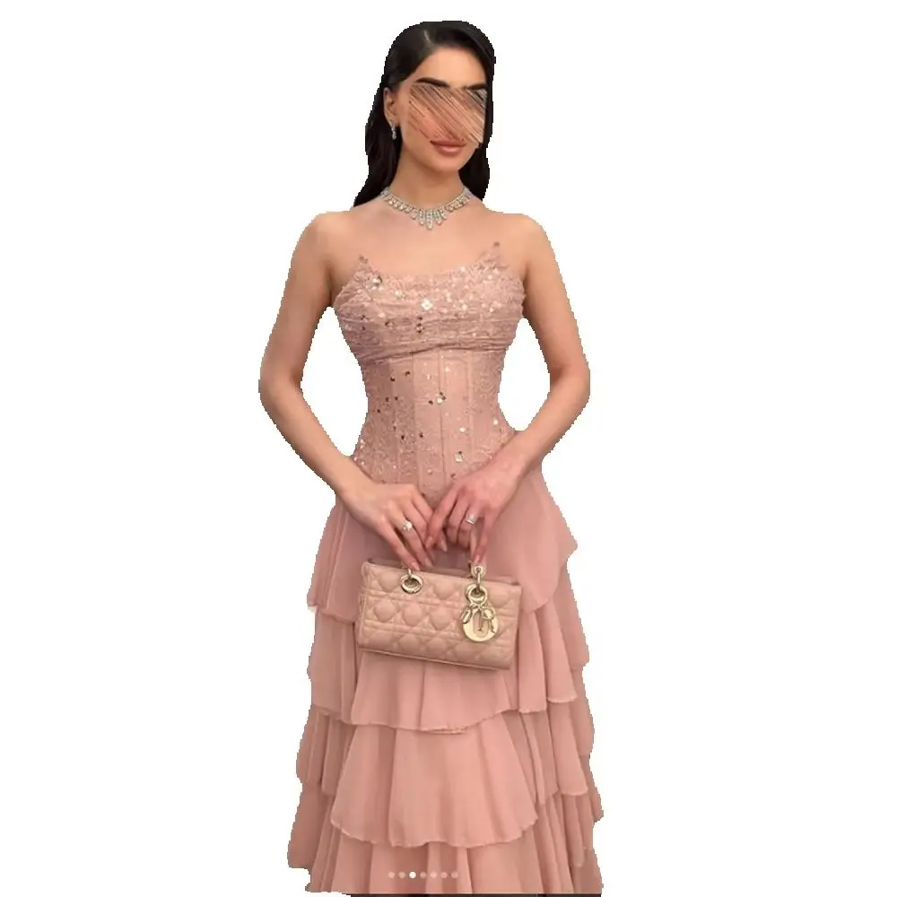 Elegant Sweet Pink Lace Sequined Party Dresses Pleat A-Line Evening Dresses Strapless Prom Gowns Customized
Elegant Sweet Pink Lace Sequined Party Dresses Pleat A-Line Evening Dresses Strapless Prom Gowns Customized