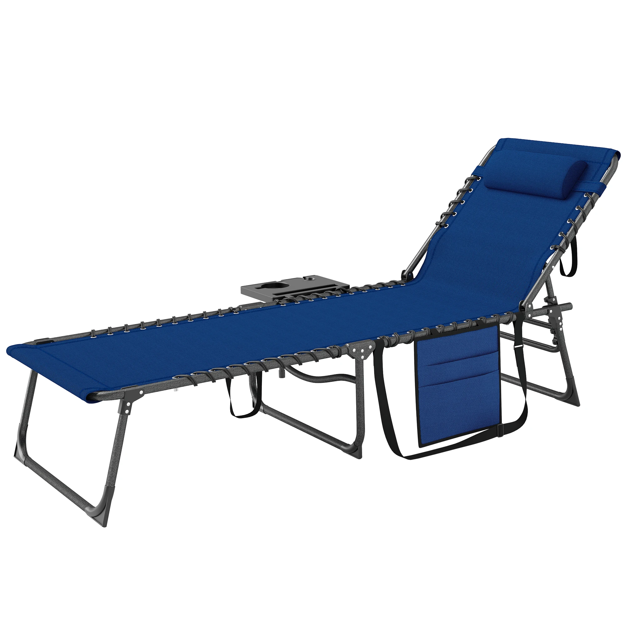 Single Folding Sun Lounger with Side Table 5-Position Recline Face Hole Carry Strap for Beach Camping 264 Lbs Navy Blue
Single Folding Sun Lounger with Side Table 5-Position Recline Face Hole Carry Strap for Beach Camping 264 Lbs Navy Blue