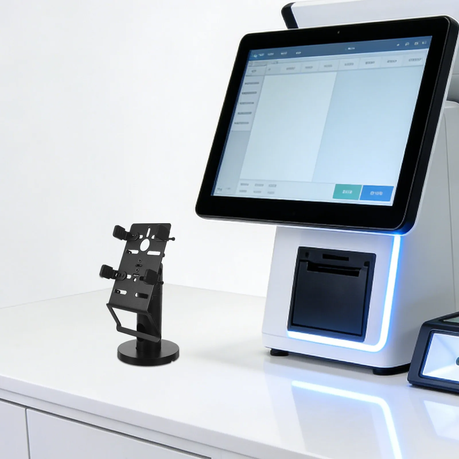 Adjustable Plastic Pos Terminal Stand 62-95Mm Width Rotating Angle for Credit Card Machine Countertop Cash Register Retail