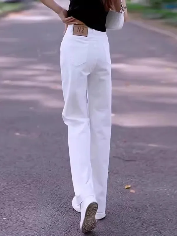 Белые джинсы из чистого хлопка, женские летние тонкие прямые брюки, повседневные широкие брюки, длинные брюки с высокой талией
Белые джинсы из чистого хлопка, женские летние тонкие прямые брюки, повседневные широкие брюки, длинные брюки с высокой талией
