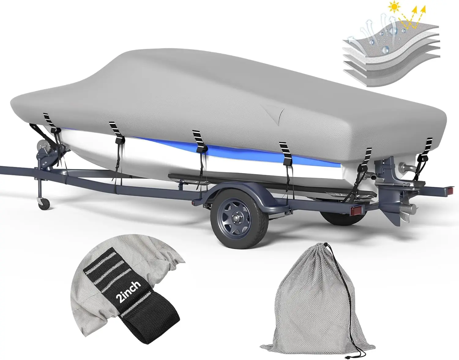 Heavy Duty Boat Cover 14-16ft, 1200D Waterproof UV Protection, V-Hull Tri-Hull Runabout, with Storage Bag & Straps
Heavy Duty Boat Cover 14-16ft, 1200D Waterproof UV Protection, V-Hull Tri-Hull Runabout, with Storage Bag & Straps