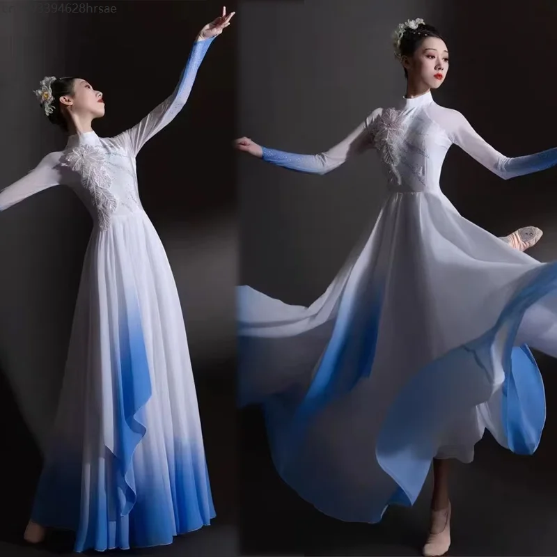 Blue Gradual Color Change Maxi Dance Dress Elegant Performance Cosplay Costume Classical Dance Women's Traditional Opening Skirt
Blue Gradual Color Change Maxi Dance Dress Elegant Performance Cosplay Costume Classical Dance Women's Traditional Opening Skirt