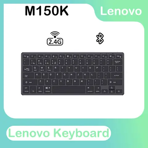 Lenovo M150K Dual‑Mode Keyboard 2.4G wireless and Bluetooth connectivity, supports multi‑device laptops, tablet, and smartphones
