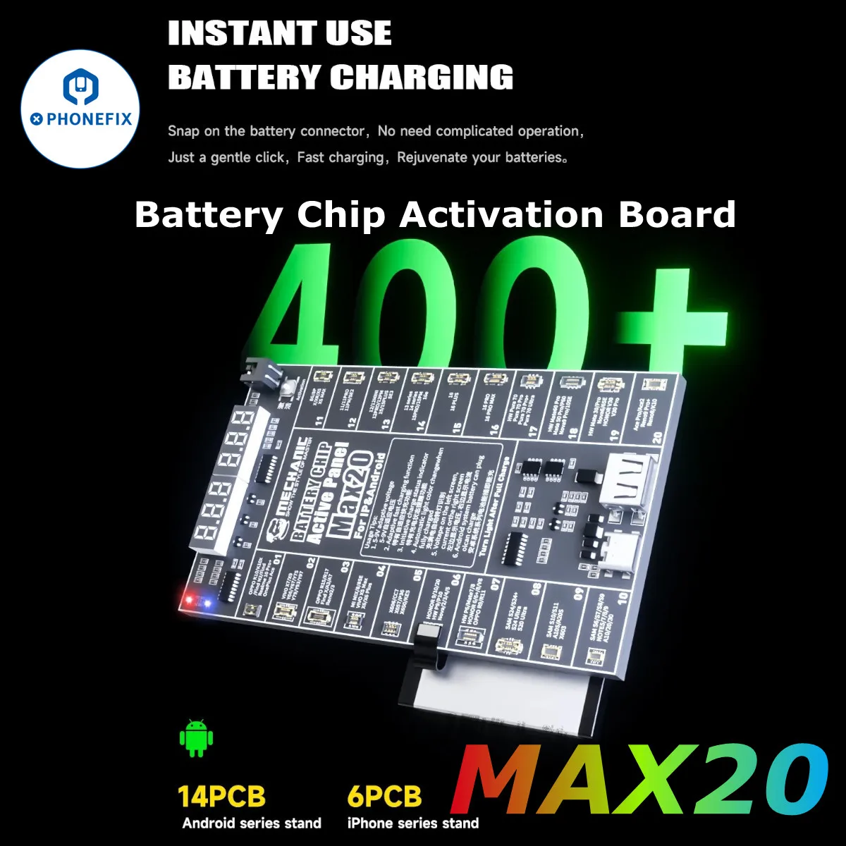 MECHANIC MAX20 Stable Output, Real-time Detection of Current and Voltage For iPhone 8-16 Android Models Battery Chip test tools
MECHANIC MAX20 Stable Output, Real-time Detection of Current and Voltage For iPhone 8-16 Android Models Battery Chip test tools