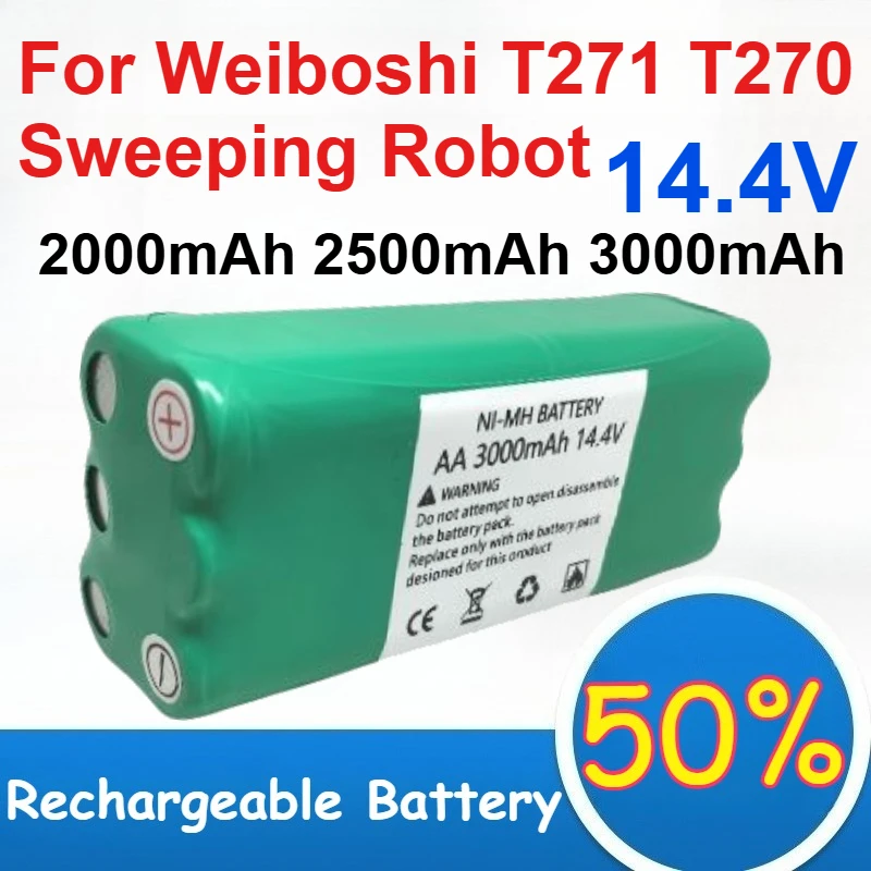 14.4V Nickel-metal Hydride Battery 2000mAh 2500mAh 3000mAh for Weiboshi T271 T270 Sweeping Robot Rechargeable Battery Pack
14.4V Nickel-metal Hydride Battery 2000mAh 2500mAh 3000mAh for Weiboshi T271 T270 Sweeping Robot Rechargeable Battery Pack
