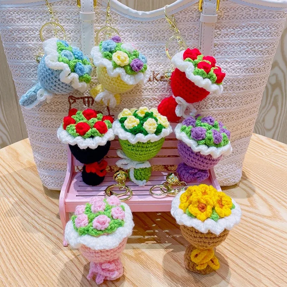 Cute Crochet Flowers Handmade Knitted Crochet Bouquet Keychain Ring Bag Hanging Pendant Ornament for like friend Gift
Cute Crochet Flowers Handmade Knitted Crochet Bouquet Keychain Ring Bag Hanging Pendant Ornament for like friend Gift