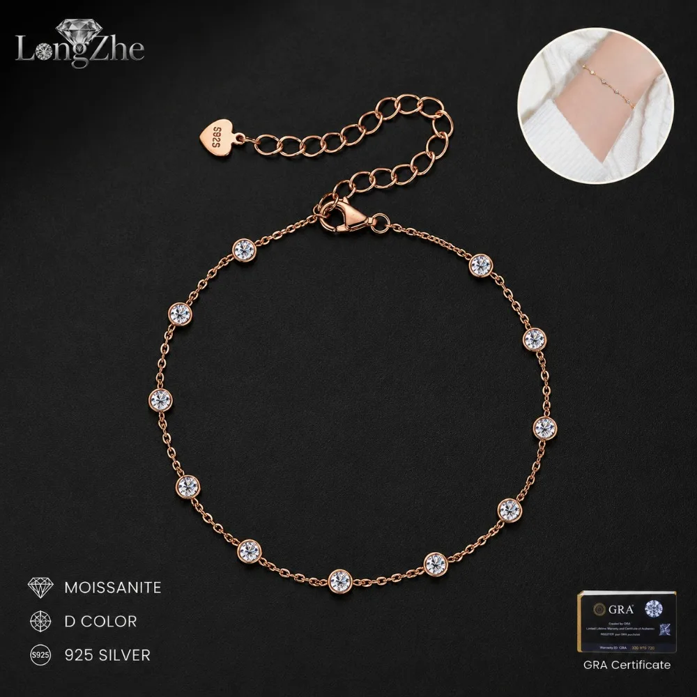 S925 Sterling Silver Moissanite Bracelet Adjustable Chain for Women Rose Gold/Gold/White Gift
S925 Sterling Silver Moissanite Bracelet Adjustable Chain for Women Rose Gold/Gold/White Gift