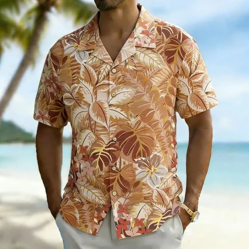 Men's Versatile Tropical Floral & Leaf Print Lapel Short Sleeve Shirt, Casual Wear for Daily Commute, Summer Vacations & Beach
Men's Versatile Tropical Floral & Leaf Print Lapel Short Sleeve Shirt, Casual Wear for Daily Commute, Summer Vacations & Beach