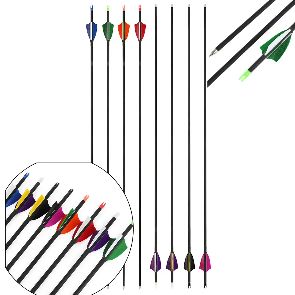 32" SP1000 Archery Mixed Carbon Arrow ID4mm OD6mm 2" Turkey Feather 60Gr Arrow Tips Bow Shooting Archery Target Training Hunting
32" SP1000 Archery Mixed Carbon Arrow ID4mm OD6mm 2" Turkey Feather 60Gr Arrow Tips Bow Shooting Archery Target Training Hunting