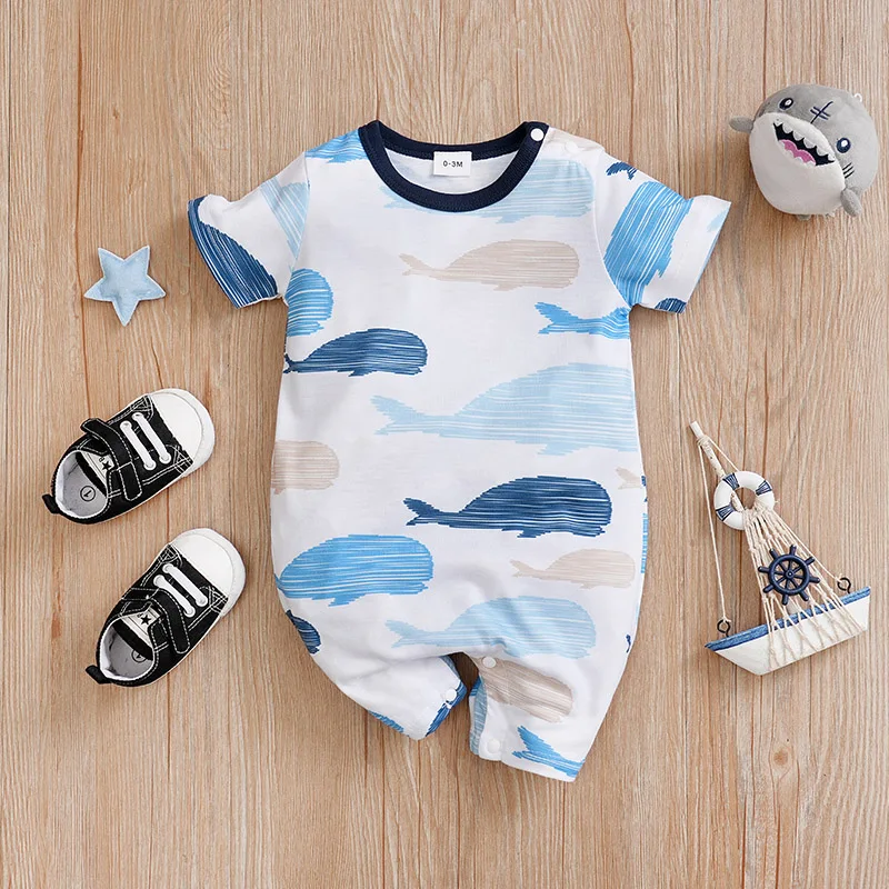 Summer Newborn Boys And Girls Cute Cartoon Animal Whale Full Print Comfortable Short Sleeve Jumpsuit
Summer Newborn Boys And Girls Cute Cartoon Animal Whale Full Print Comfortable Short Sleeve Jumpsuit