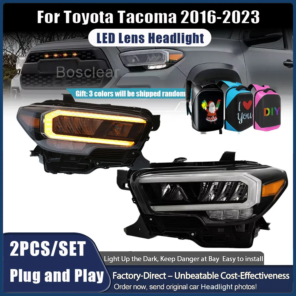 2 шт. передних фар для Toyota Tacoma 2016-2023, светодиодные автомобильные фары в сборе, модернизированные, высококачественные, с двойной линзой, аксессуары
2 шт. передних фар для Toyota Tacoma 2016-2023, светодиодные автомобильные фары в сборе, модернизированные, высококачественные, с двойной линзой, аксессуары