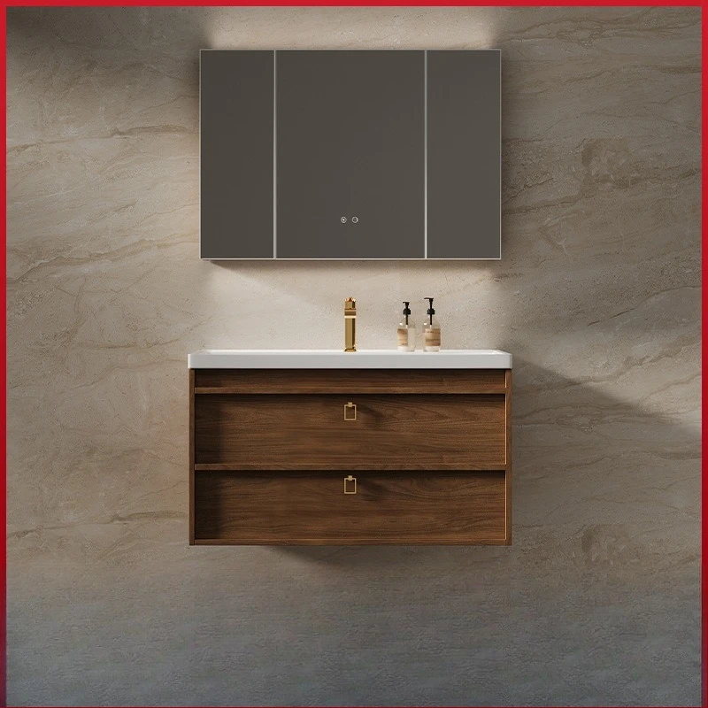 Walnut antique bathroom cabinet ceramic integrated basin toilet washstand smart mirror cabinet
Walnut antique bathroom cabinet ceramic integrated basin toilet washstand smart mirror cabinet