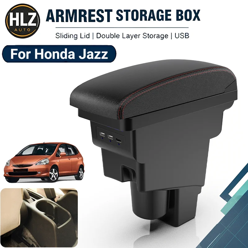 Armrest For Honda Jazz Car Console Storage Box With USB Interior Design Car Accessories