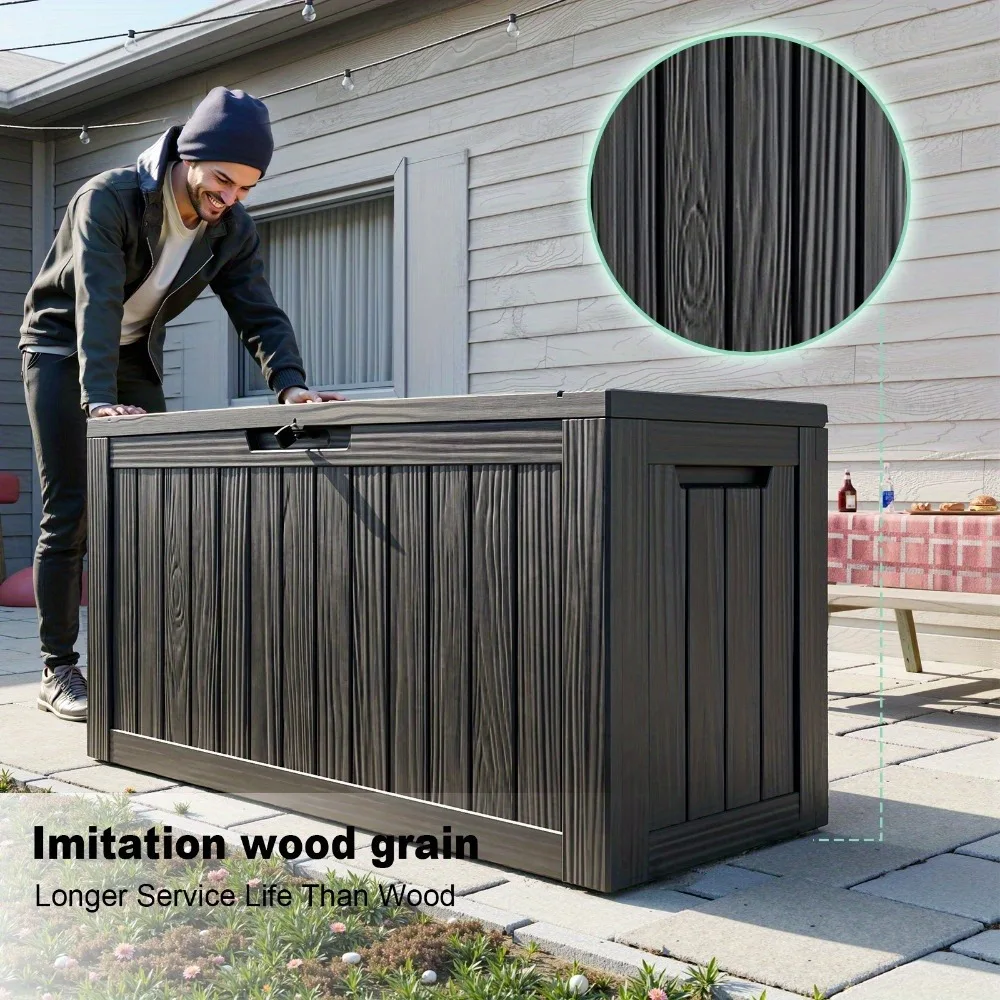 92Gallon Deck Box WOOD GRAIN Outdoor Storage Box, UV Resistant, Resin Package Delivery And Storage Box with Lockable Lid for Patio Furniture Cushions, Pool Accessories, Garden Tools, Outdoor
92Gallon Deck Box WOOD GRAIN Outdoor Storage Box, UV Resistant, Resin Package Delivery And Storage Box with Lockable Lid for Patio Furniture Cushions, Pool Accessories, Garden Tools, Outdoor