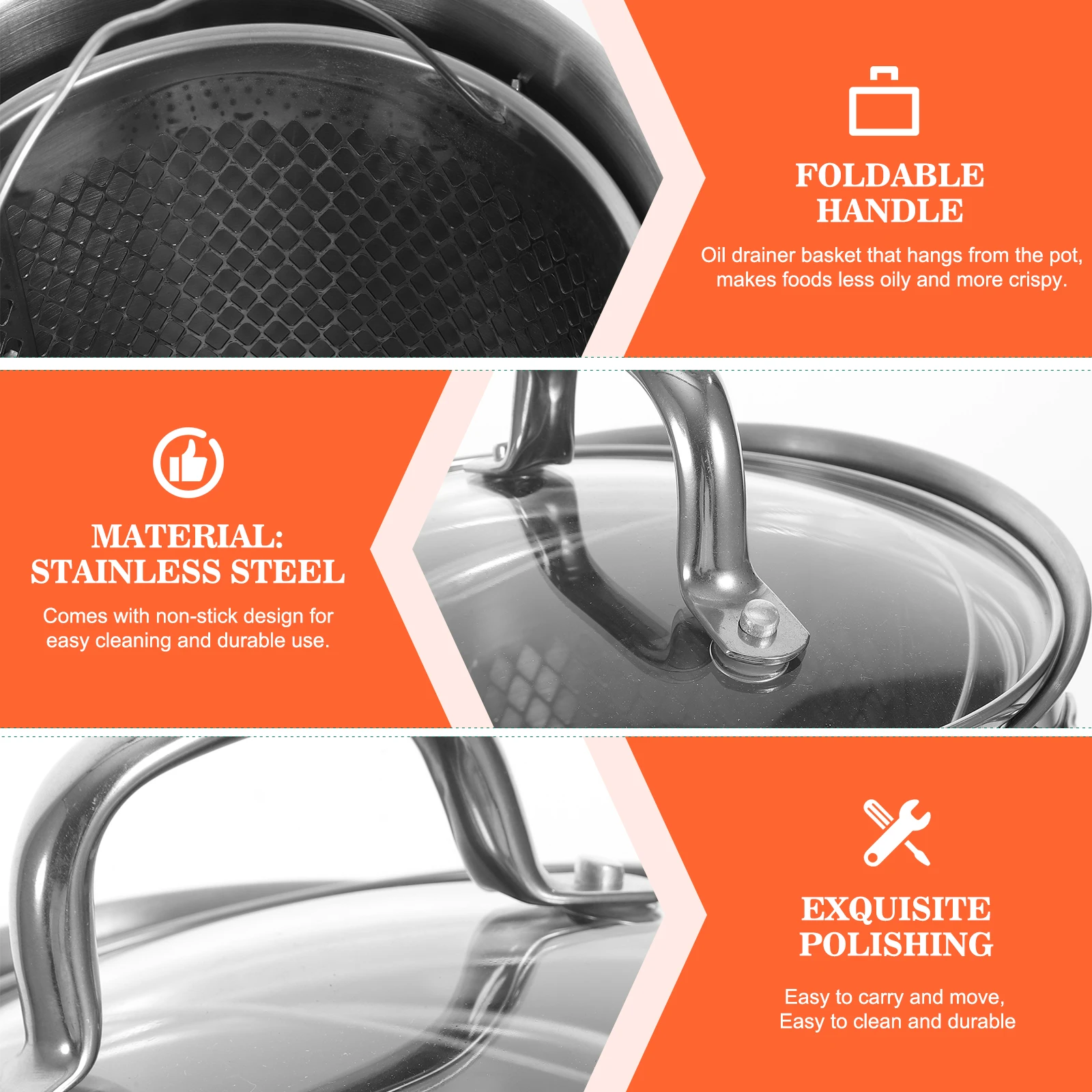 304 Stainless Steel Frying Pot Deep Fryer Pan Oil Drainer Basket Suitable All Stoves Gas Electric Non Stick Easy Cleaning
304 Stainless Steel Frying Pot Deep Fryer Pan Oil Drainer Basket Suitable All Stoves Gas Electric Non Stick Easy Cleaning