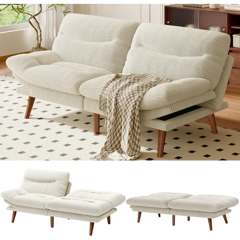 AMADA HOMEFURNISHING Futon Sofa Bed with Adjustable Backrest & Armrests, Convertible Futon Sofa Couch for Small Spaces, (White)
AMADA HOMEFURNISHING Futon Sofa Bed with Adjustable Backrest & Armrests, Convertible Futon Sofa Couch for Small Spaces, (White)