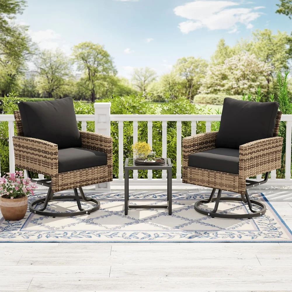 3 Piece Patio Furniture Set, Outdoor Swivel Chair and Table, Wicker Patio Chairs Set of 2 with Side Table
3 Piece Patio Furniture Set, Outdoor Swivel Chair and Table, Wicker Patio Chairs Set of 2 with Side Table