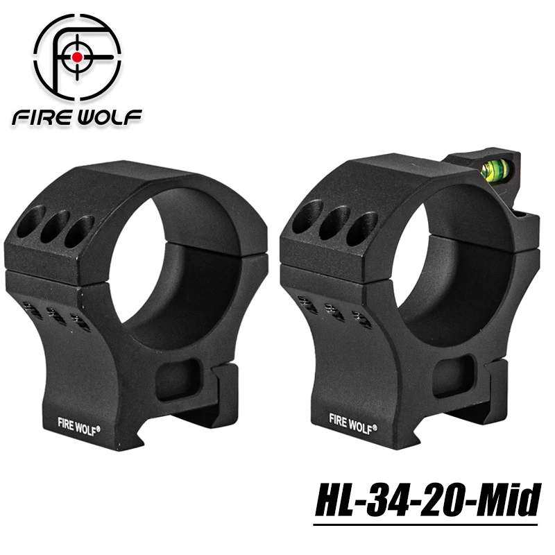 FIRE WOLF 2PCS 34mm Scope Rings with Built-in Bubble Level Medium Profile 20mm Dovetail Rail Mount
FIRE WOLF 2PCS 34mm Scope Rings with Built-in Bubble Level Medium Profile 20mm Dovetail Rail Mount