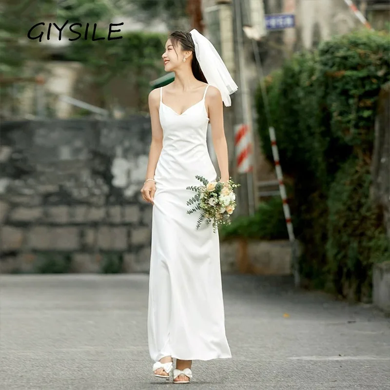 GIYSILE Simple Travel Light Wedding Dress 2025 Spring Hanging White Formal Dress Women Elegant Evening Dresses Satin Sleeveless
GIYSILE Simple Travel Light Wedding Dress 2025 Spring Hanging White Formal Dress Women Elegant Evening Dresses Satin Sleeveless