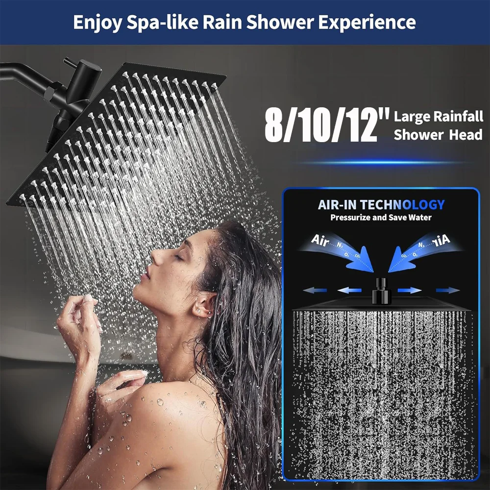 Stainless Steel High Pressure Shower Head 8" 10" 12" Black Silver Golden Large Flow Pressure Boosting Design Spa Bathroom Shower
Stainless Steel High Pressure Shower Head 8" 10" 12" Black Silver Golden Large Flow Pressure Boosting Design Spa Bathroom Shower