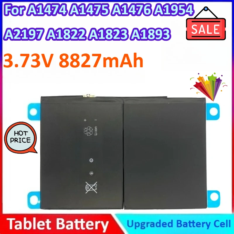3.73V 8827mAh Apple IPad 5/Air 1 General-purpose Tablet Replacement Battery for A1474 A1475 A1476 A1954 A2197 A1822 A1823 A1893
3.73V 8827mAh Apple IPad 5/Air 1 General-purpose Tablet Replacement Battery for A1474 A1475 A1476 A1954 A2197 A1822 A1823 A1893