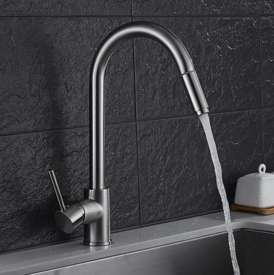 European-style pull-out faucet, brushed kitchen tap, cold and hot water faucet for sink and vegetable washing basin
European-style pull-out faucet, brushed kitchen tap, cold and hot water faucet for sink and vegetable washing basin