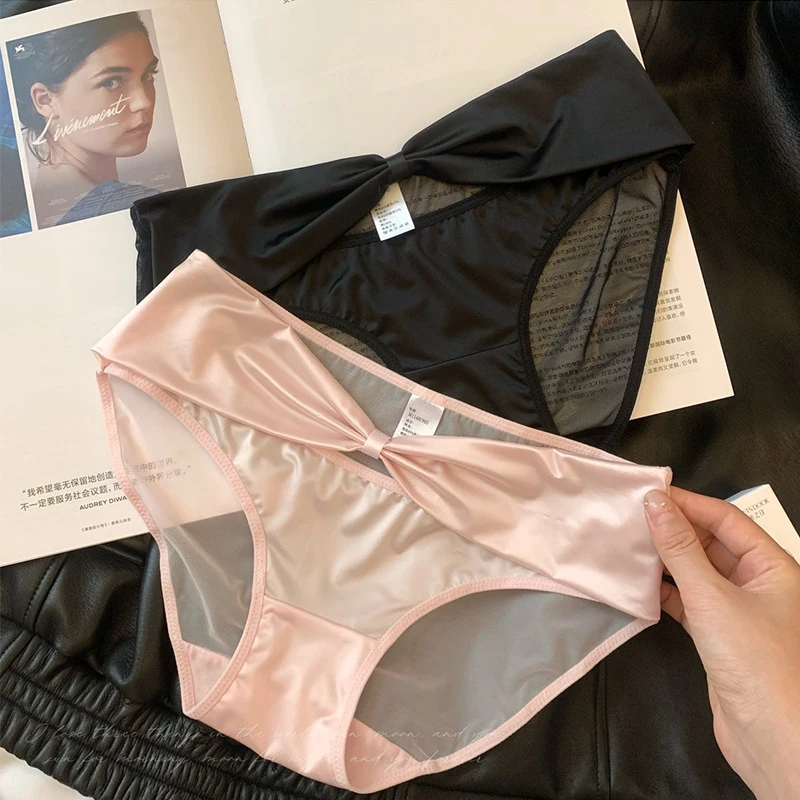 Bow Satin Underwear For Women, Low Waist Mesh Triangle Pants
Bow Satin Underwear For Women, Low Waist Mesh Triangle Pants