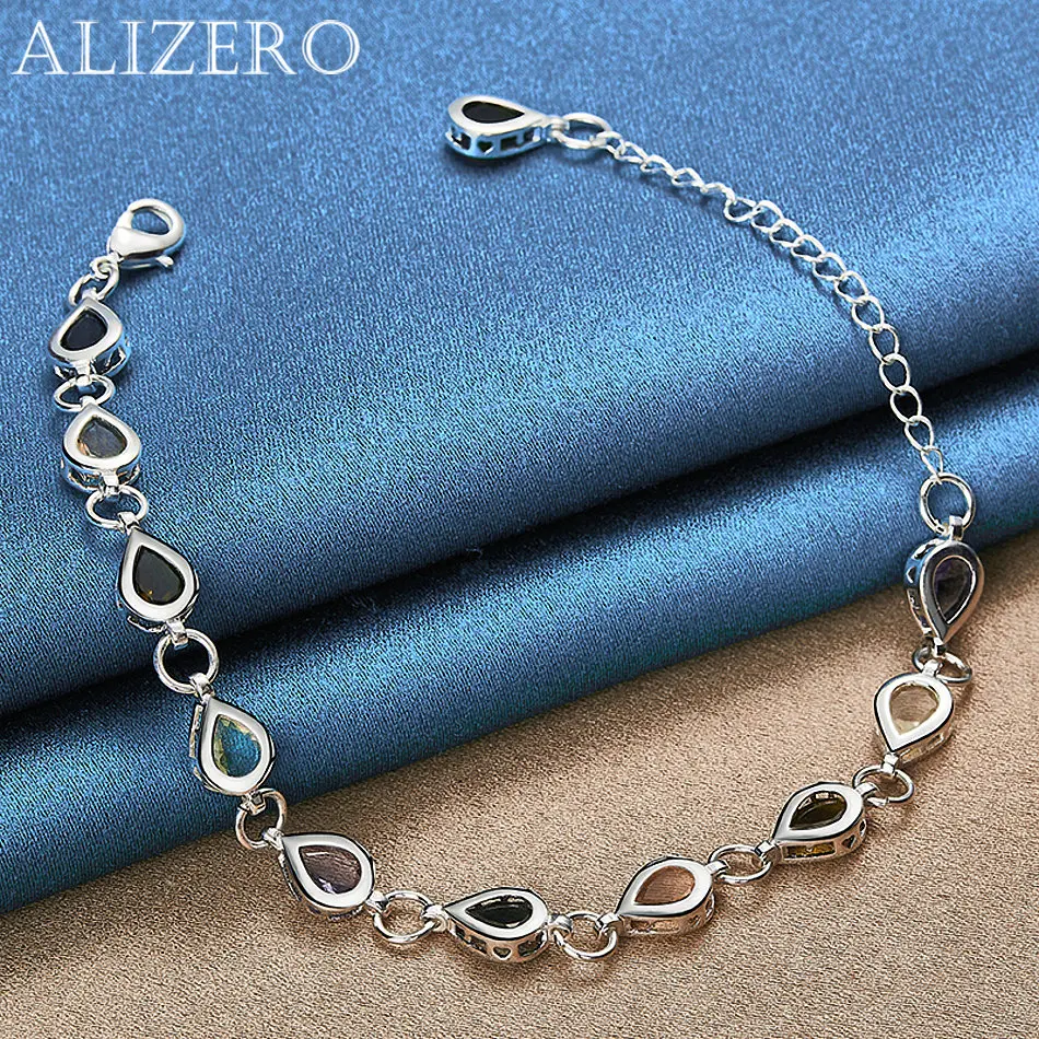 ALIZERO 925 Sterling Silver Multicolor Zircon Water Drop Bracelets For Women Fashion Accessories Elegant Style Jewelry Gifts
ALIZERO 925 Sterling Silver Multicolor Zircon Water Drop Bracelets For Women Fashion Accessories Elegant Style Jewelry Gifts